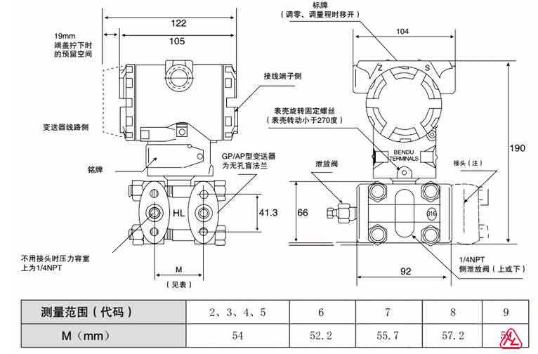 电容式压力变送器尺寸